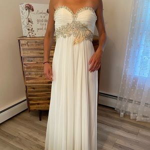 White Jeweled Prom Dress - 6